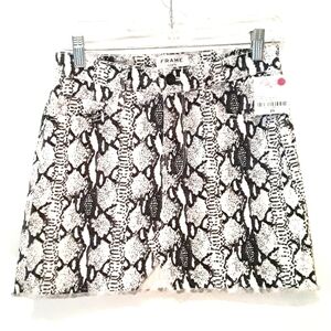 Frame Denim Snakeskin Print Raw Hem Skirt